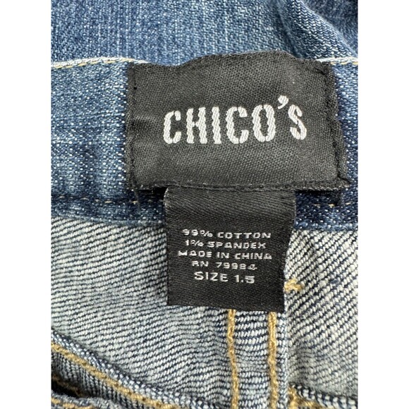 Chico's Straight Leg Jeans Women's Size 1.5 (10) Medium Wash - Picture 5 of 6